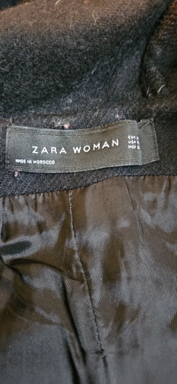 Manteau noir classique avec capuche, Zara Woman, taille XS/24 - photo numéro 8