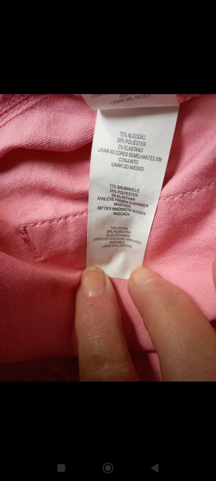 Pantalon femme coton rose, taille élastique - photo numéro 5