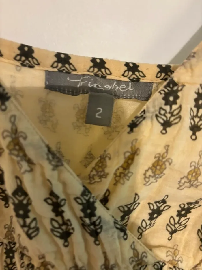 Robe imprimée bohème beige et noire – Taille 38 - photo numéro 8