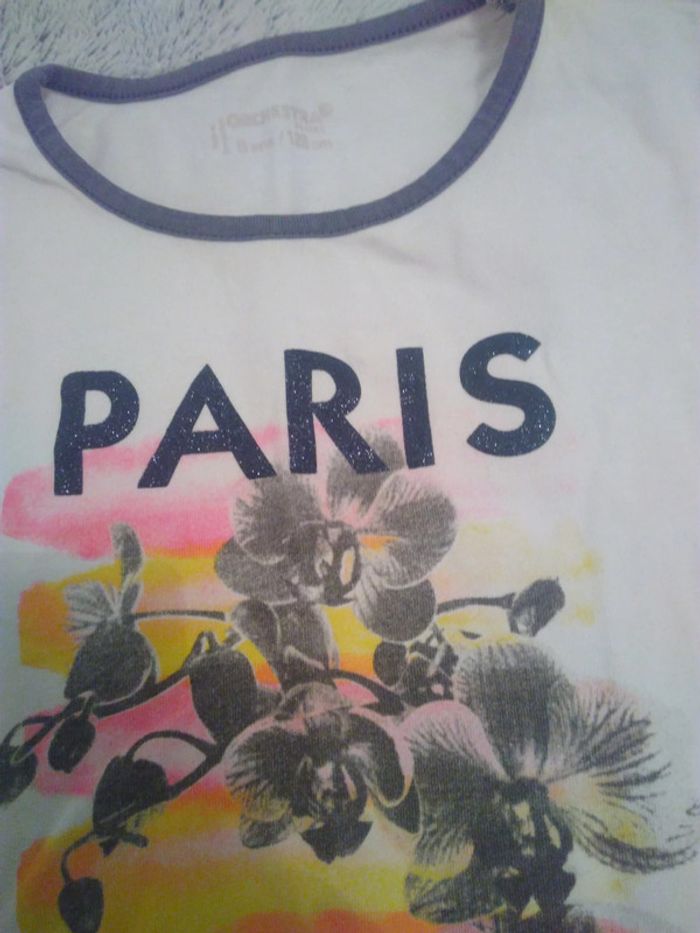 TEE shirt fille manches longues 8 ans Paris paillettes 36 - photo numéro 2