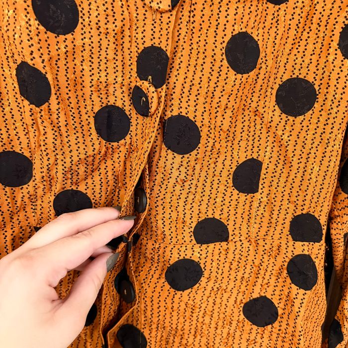 Blouse Mango à pois orange noir S - photo numéro 3