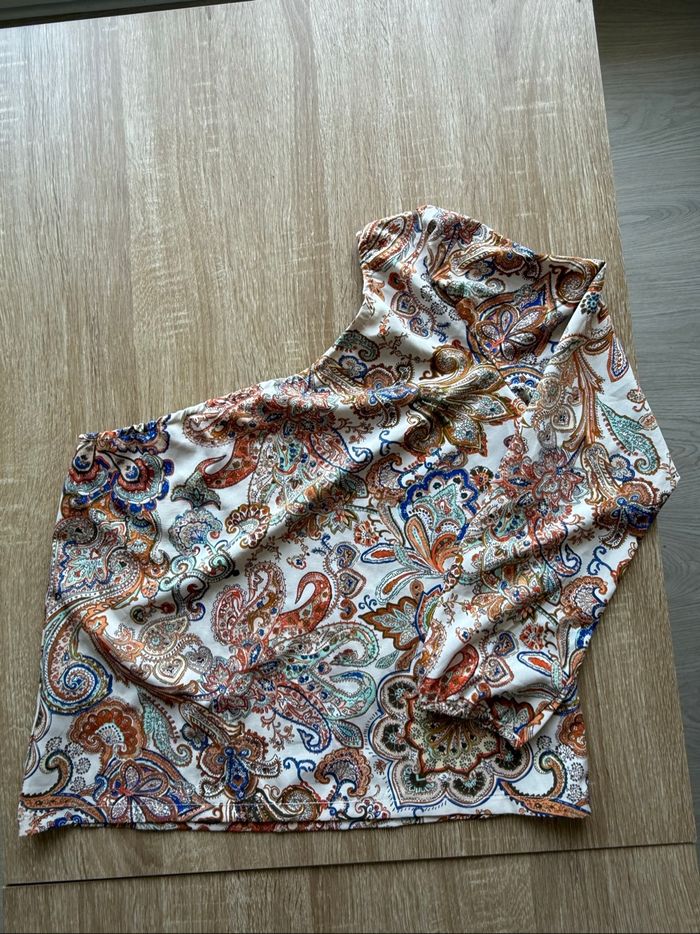 Top épaules dénudée orange blanc à motifs Shein taille 36 S - photo numéro 4
