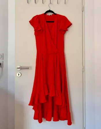 Robe asymétrique rouge orange Les Petites taille S