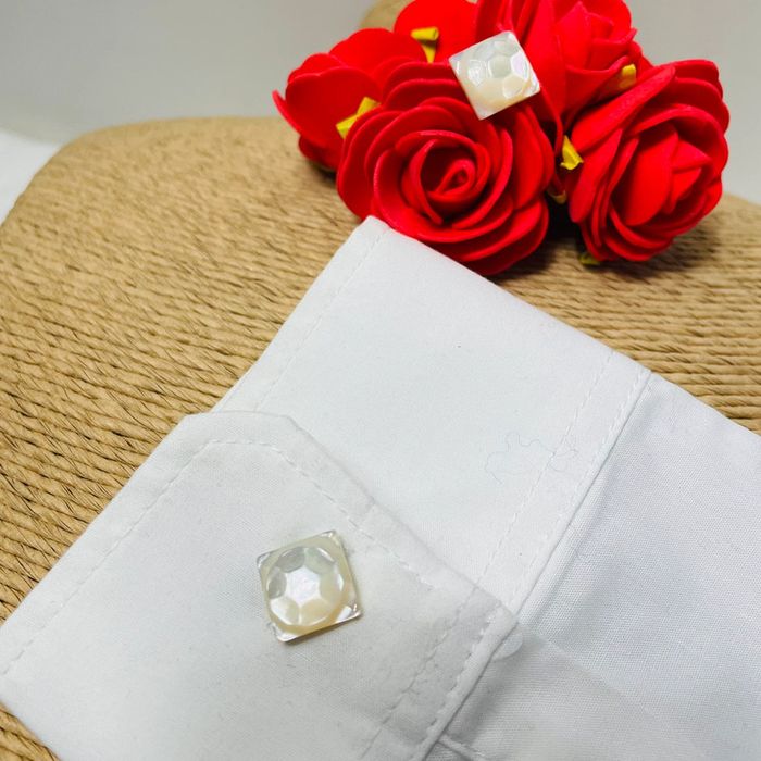 🔥 Modèle Rare. Boutons de manchettes à chaînette. Nacre véritable. Gravure ballon de football. - photo numéro 10