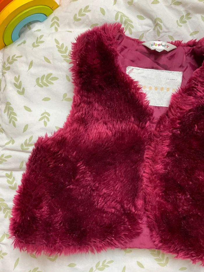 gilet sans manches en fourrure couleurs prune 24 mois kidkanai - photo numéro 6