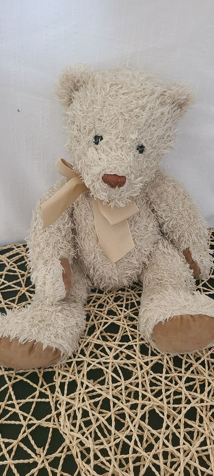 Ancien doudou ours beige marron noeud  MOULIN ROTY - photo numéro 3