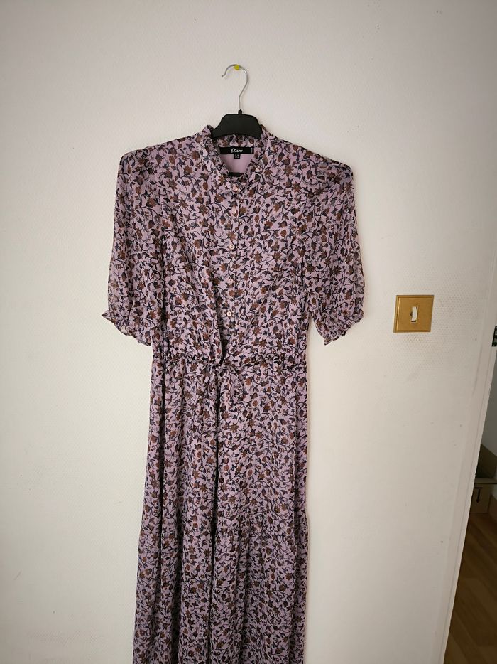 Robe Etam longue violette avec motif fleur taille 34 - photo numéro 6