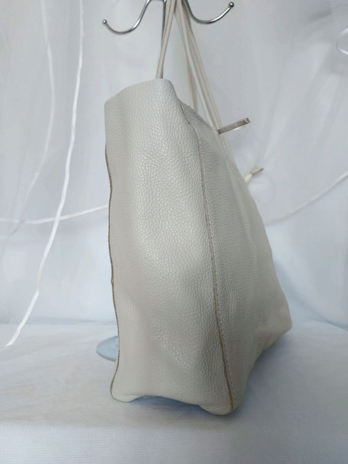 Grand sac A4 cuir beige urbain chic kevim - photo numéro 7