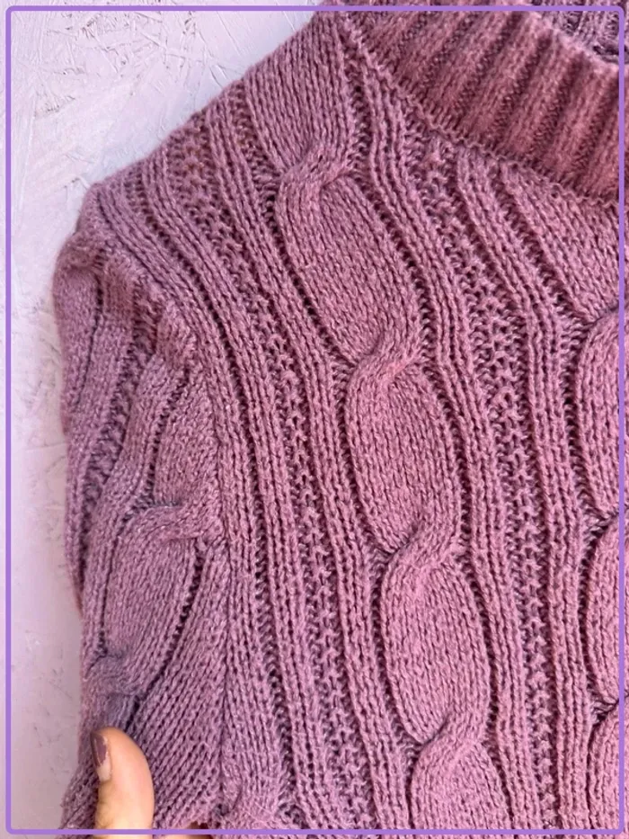 Pull Shein en maille torsadée mauve - Taille M - photo numéro 3