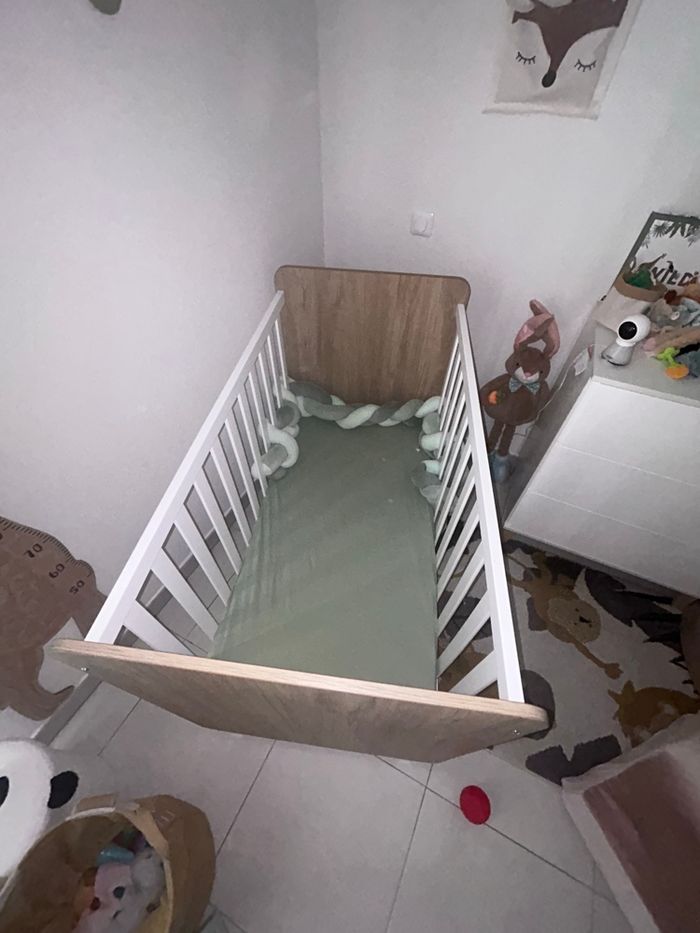 Lit bébé à barreaux en bois Noah 60x120 cm - photo numéro 2