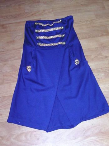 Robe dégriffée bustier bleu foncé et doré taille M TBE