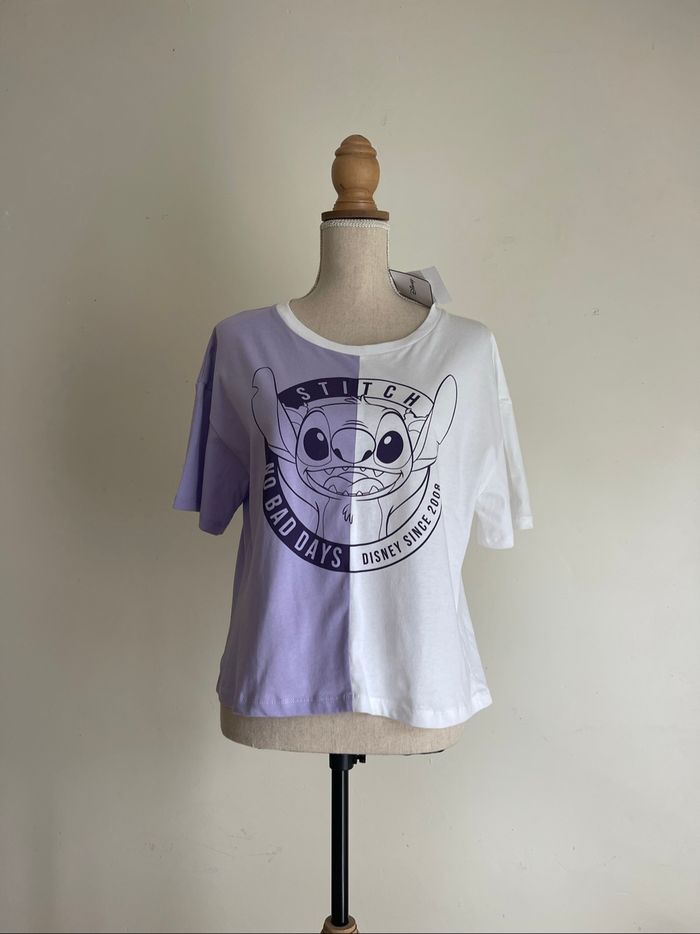 T-shirt violet blanc stitch Disney