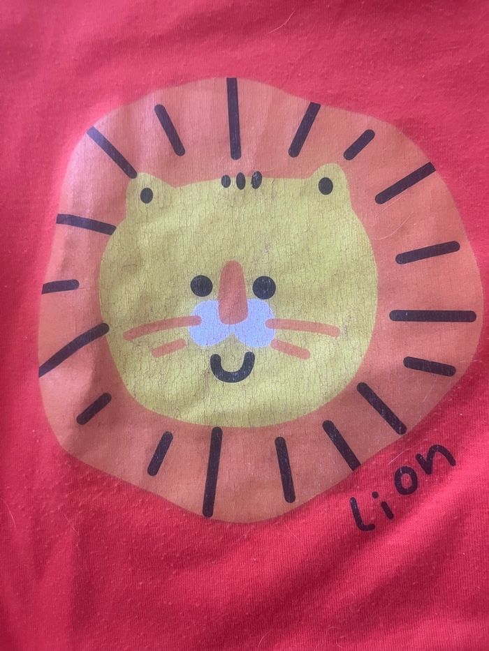 body bébé garçon motif tête de lion orange manches courtes 9 mois - photo numéro 3