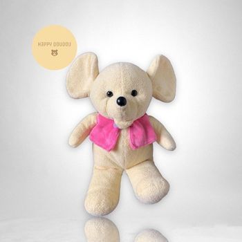 Peluche doudou Souris jaune tenue rose Ajena A160