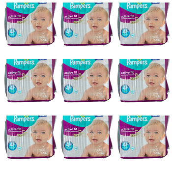 Lot de  342 Couches Pampers Active  fit Premium protection  9-20 kg kg  Taille  4  +Neuf