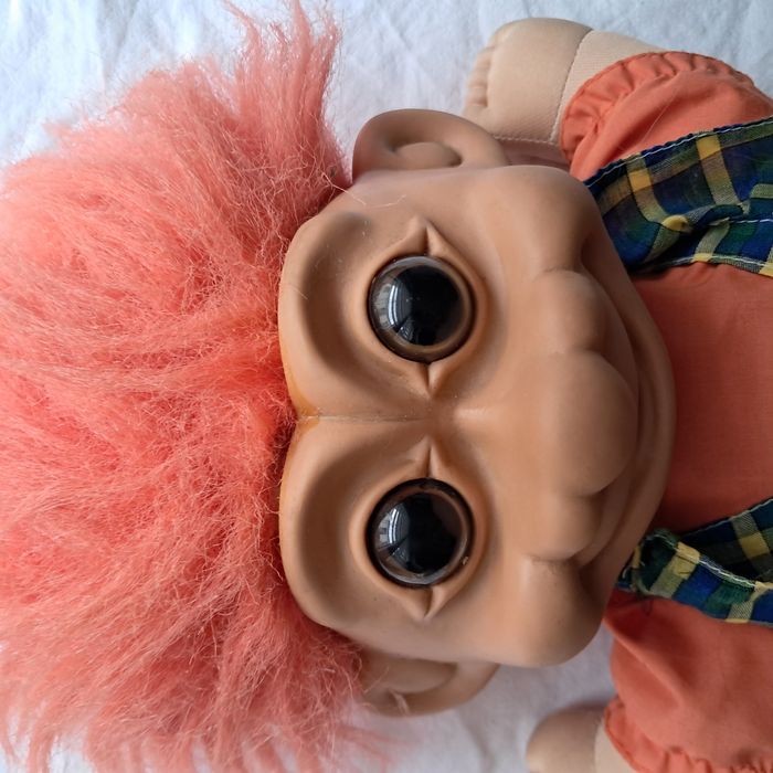 Poupée troll Hauteur 38 cm cheveux orange vintage - photo numéro 3