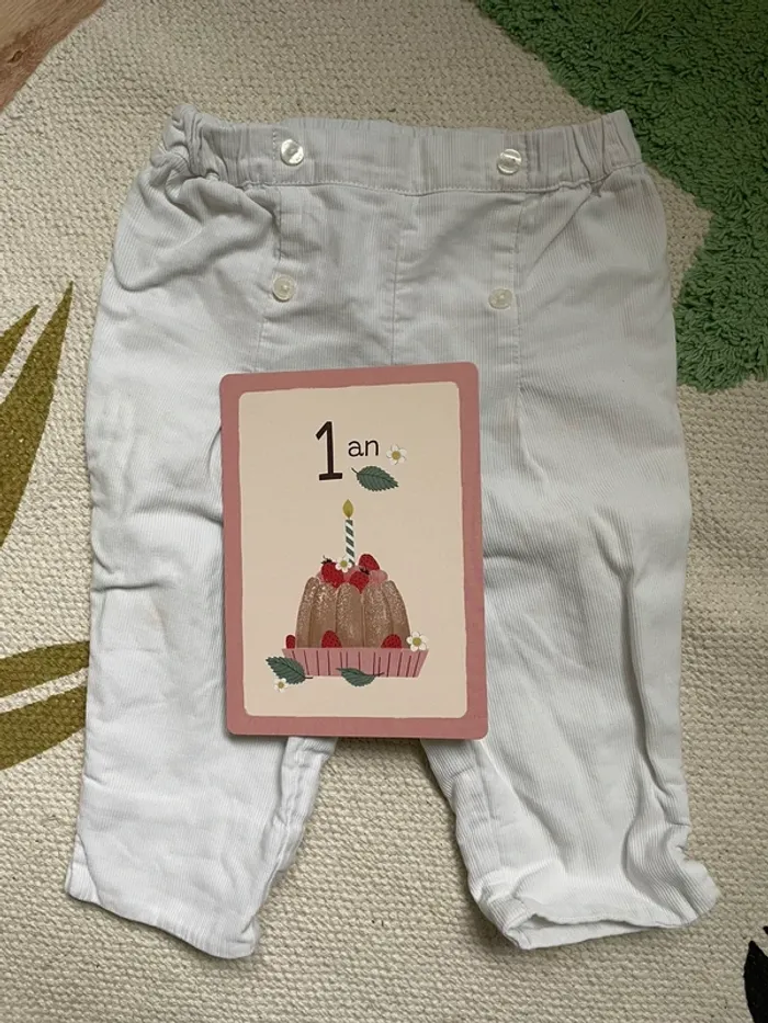 Pantalon velours blanc 12 mois Cyrillus