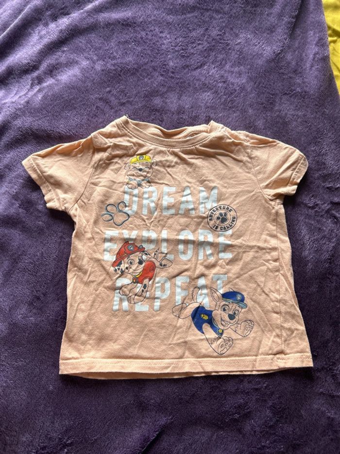 T-shirt pat patrouille en coton motifs chase, ruben et marcus taille 3ans