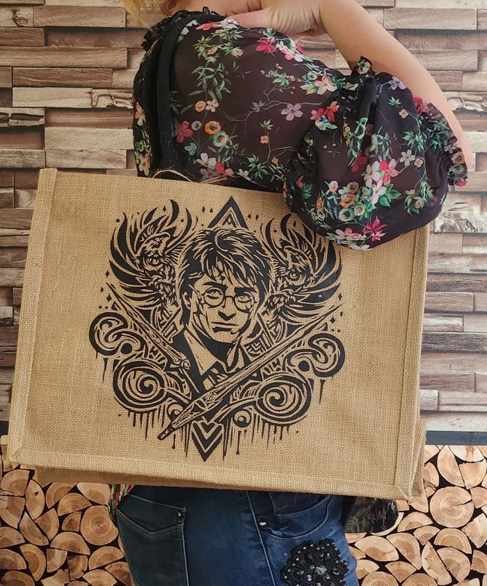 Sac  harry potter sac cabas sac en toile de jute - photo numéro 2