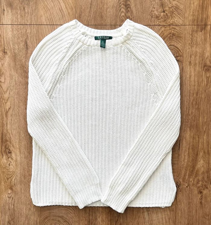Pull torsadé blanc Lauren Ralph Lauren pour femme, taille M - photo numéro 3