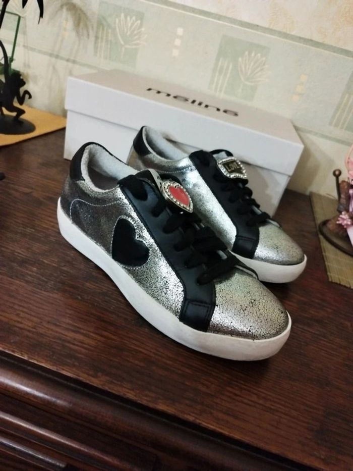 Baskets sneakers argenté cœur Méliné 36 y2k - photo numéro 3