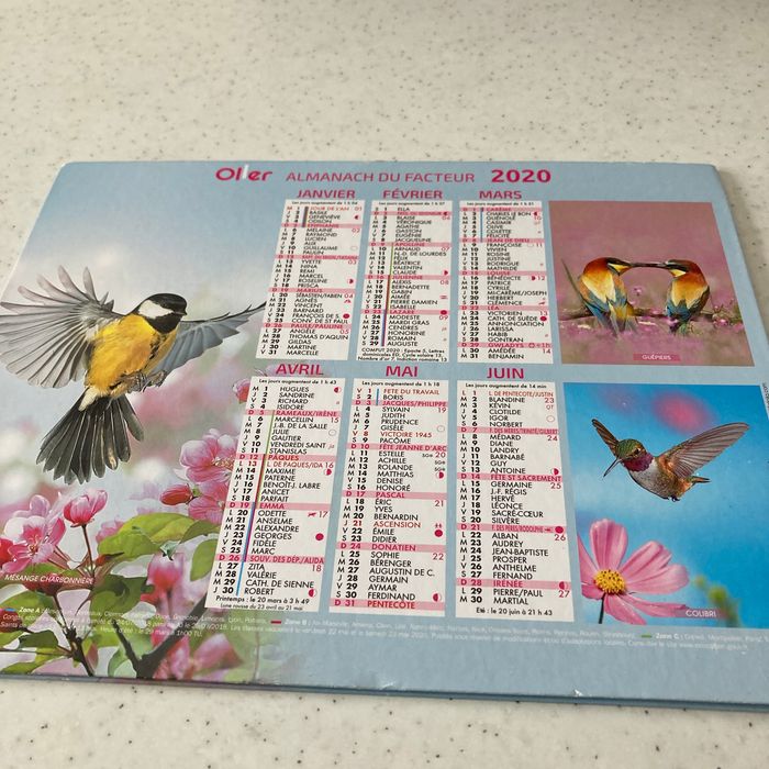 Calendrier poste 2020