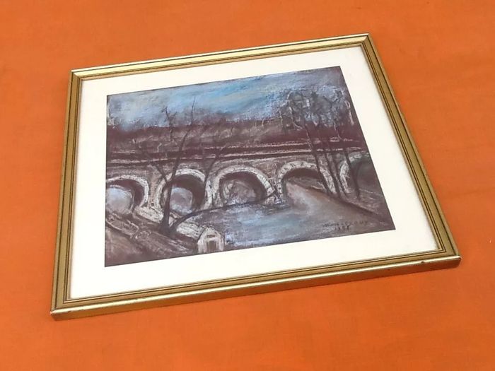 Vue sur le Pont Neuf Paris Encadrement sous verre bois doré ARTS' US Encadrements - photo numéro 2