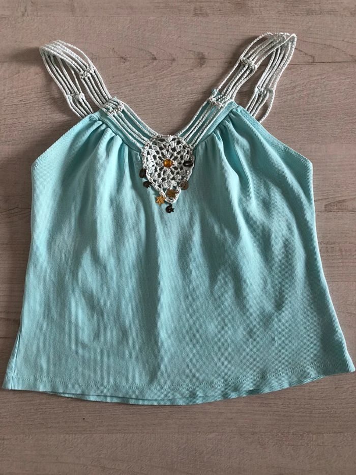 BB-Top à bretelles fantaisie (crochet, perles et breloques) T 38/40 - photo numéro 3