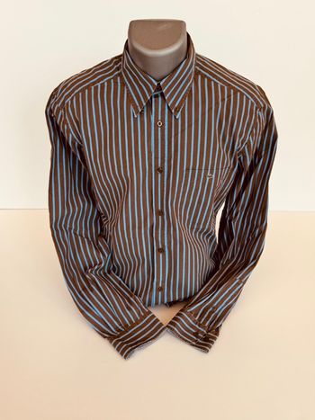 Chemise lacoste rayé marron et bleu taille M