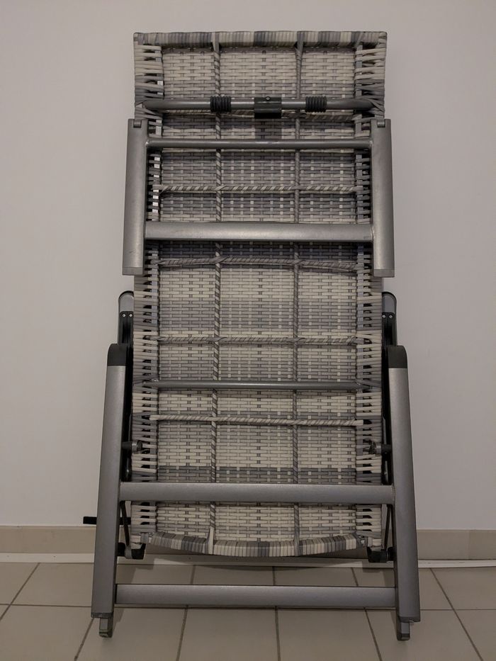 Chaise longue pliable avec matelas - photo numéro 8