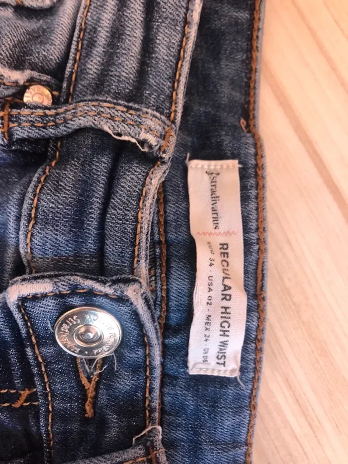 jean taille haute skinny stradivarius bleu - photo numéro 6