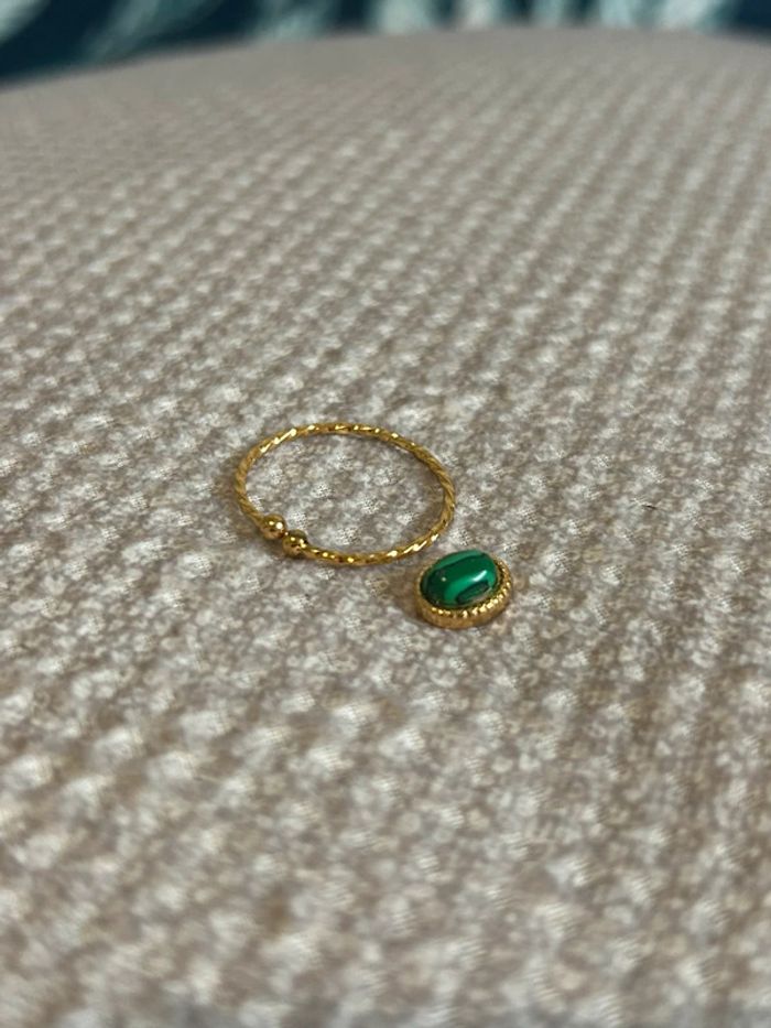 Bague pierre acier inoxydable ajustable - photo numéro 3