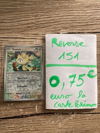 carte Pokémon miaouss reverse 052/165 EV3.5 collection 151 FR neuf sortie de booster