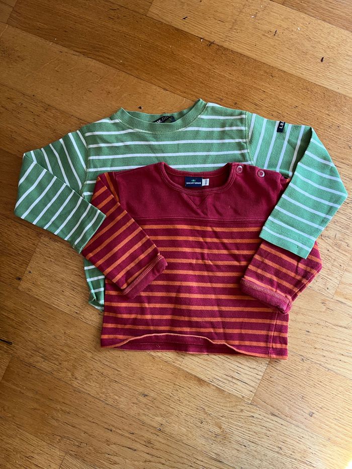 Lot teeshirt marinière manches longes T 18 mois