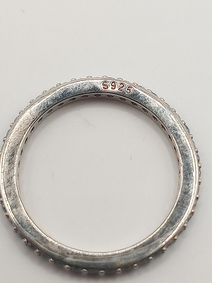 Anello fedina argento sterling S925 zirconi blu misura 13.5 - photo numéro 5