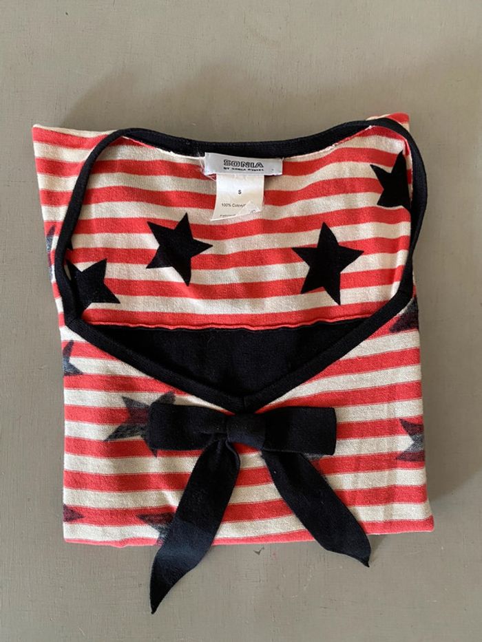 Pull Sonia by Sonia Rykiel taille S noir orange crème avec noeud et étoiles - photo numéro 16