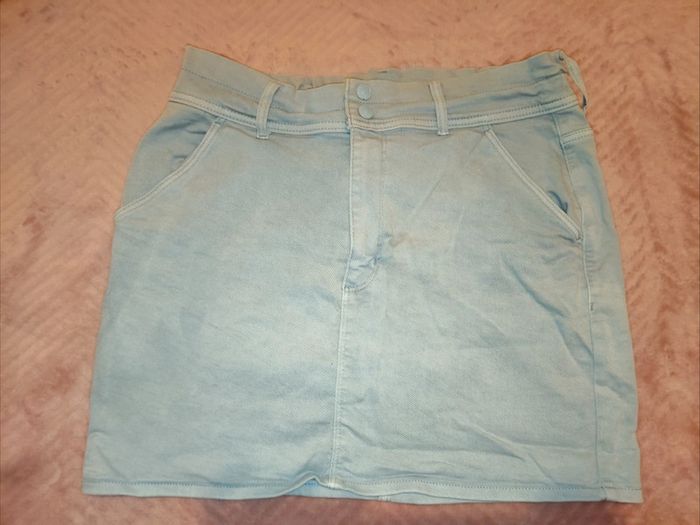 Jupe jeans bleu clair femme taille 42