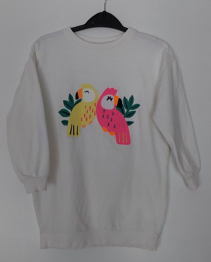 Robe écru perroquets fluos Kloane
