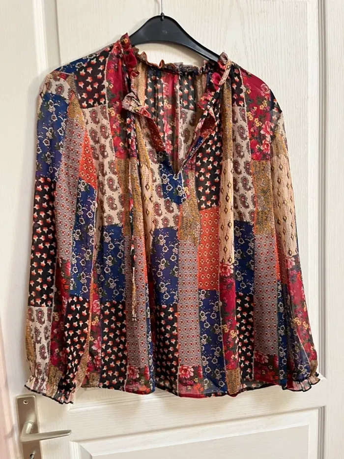 Blouse multicolore, XL -  très bon état - photo numéro 3