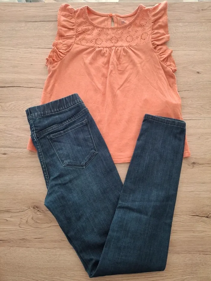 Jean jegging et tea shirt 10 ans