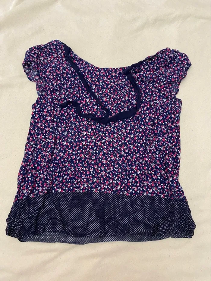 Blouse manches courtes camaïeu Taille 40  Fleuri - photo numéro 2