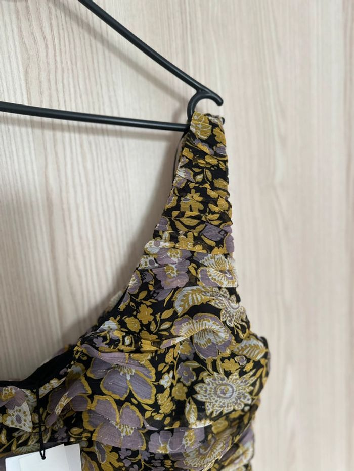 Robe courte fleurie asymétrique multicolore taille M ZARA - photo numéro 2