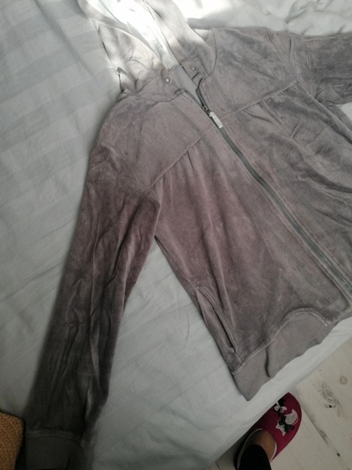 Polaire avec fermeture et capuche. Gris - photo numéro 2