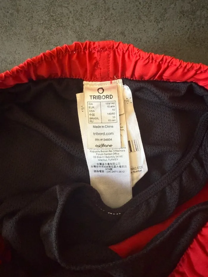 Short de bain rouge garçon Tribord 10 ans - photo numéro 2