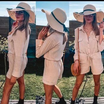 Combi short en lin beige neuf étiqueté scarlet roos été 3840