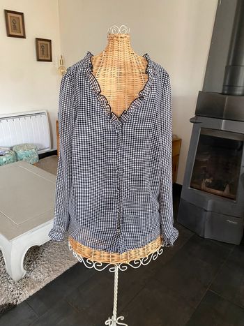 Chemise vichy noire et blanche à petits carreaux taille S / M