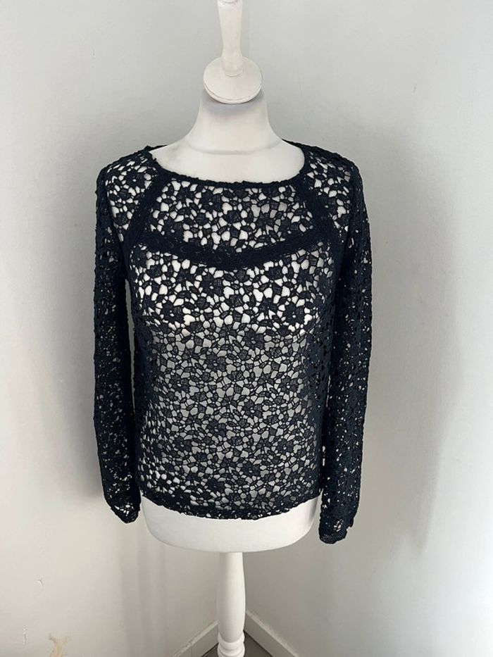 Blouse en dentelle marine Promod S