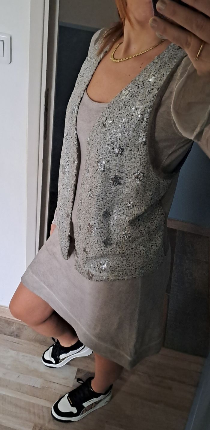 Tunique et veston femmes colorie taupe Made In Intaly taille unique - photo numéro 2