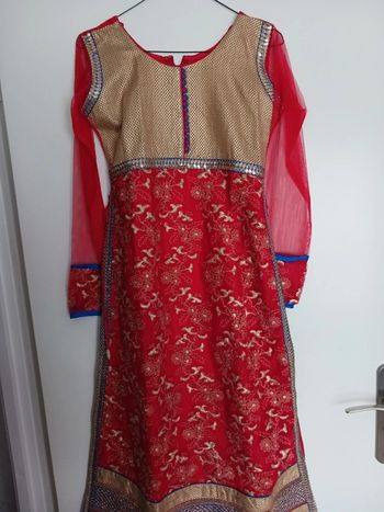 Tunique indienne bleue/rouge avec écharpe Taille 38