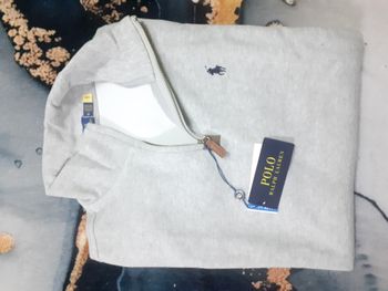 Pull half zip Ralph Lauren - Taille XL - Couleur gris logo brodé noir - Neuf
